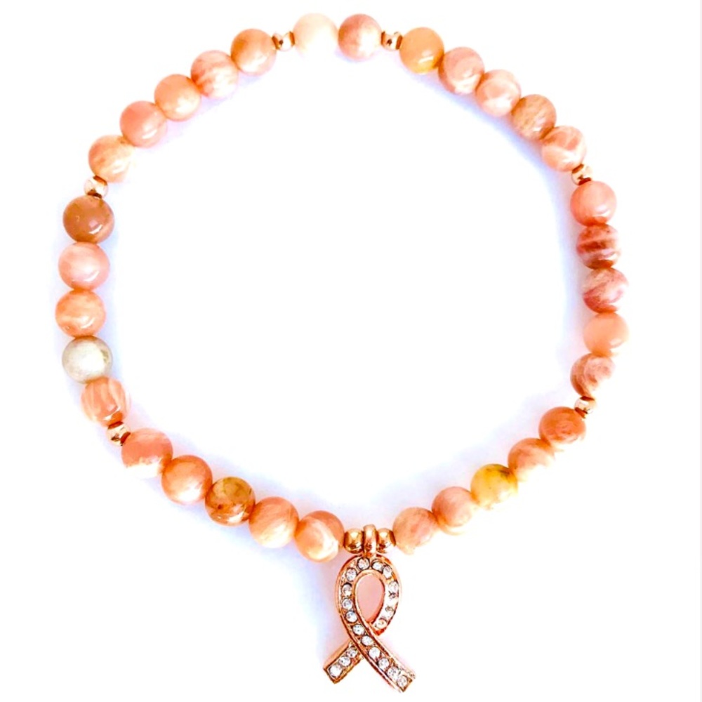 Pink Moonstone Breast Cancer Awareness Bracelet🎀